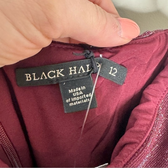 NWT BLACK HALO Vintea Metallic One Shoulder Crimson Mini Dress - Picture 4 of 7